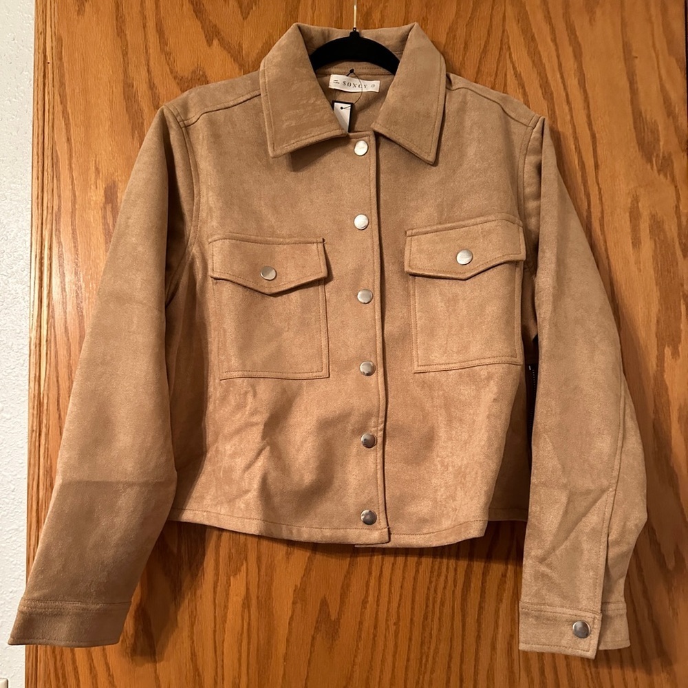 Soncy Faux Suede Trucker Jacket W/ Side Zips - NWT - Size 1 (14-16)